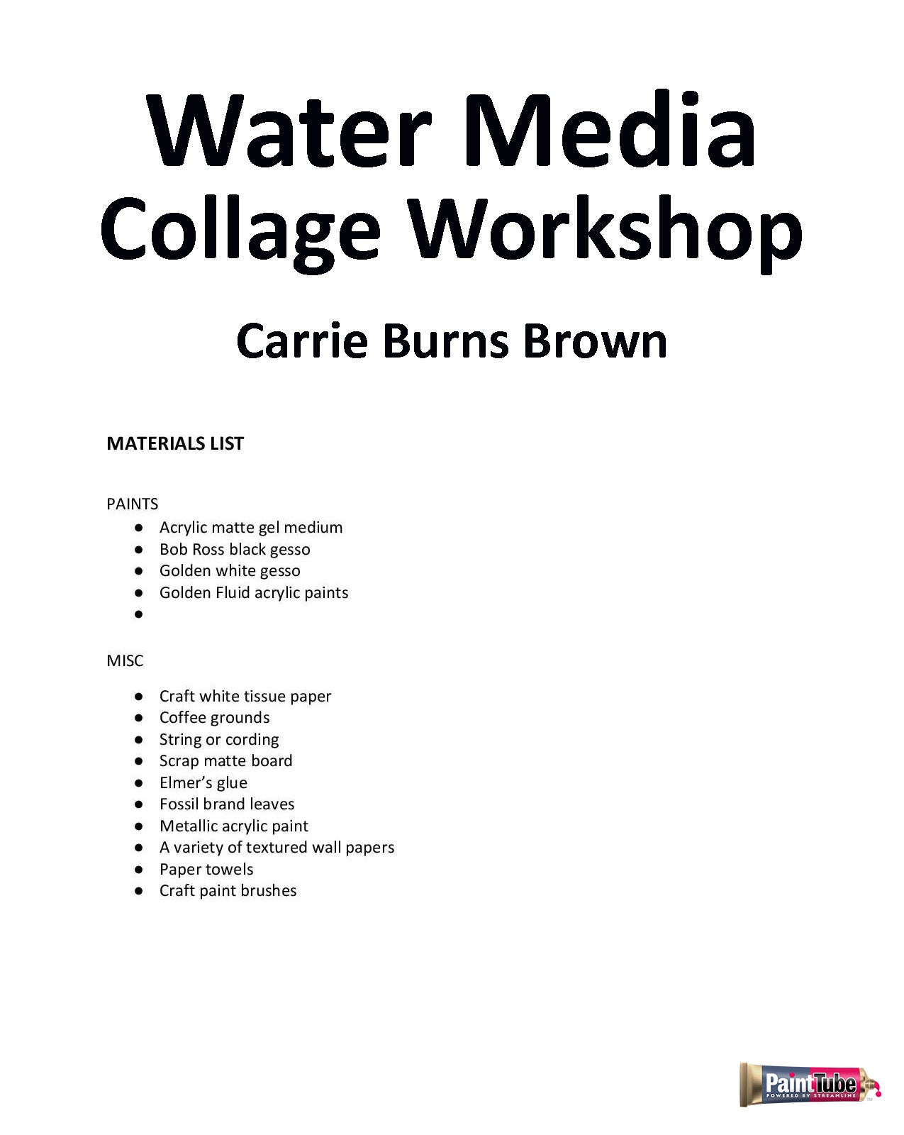 Carrie Burns Brown: Water Media Collage Workshop