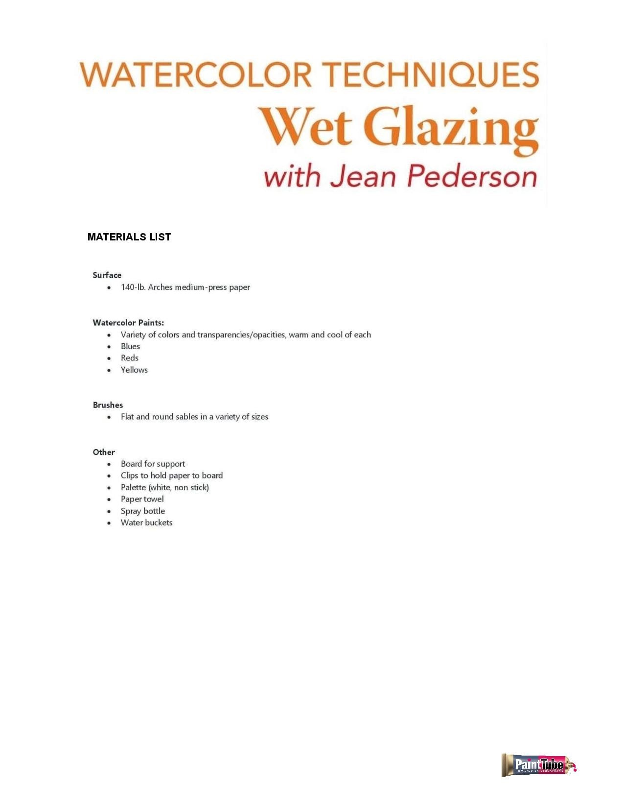 Jean Pederson: Watercolor Techniques - Wet Glazing