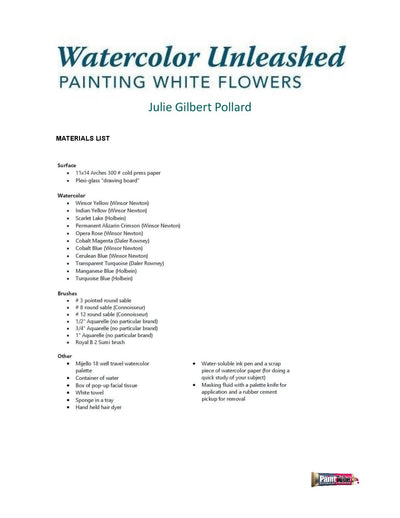 Julie Gilbert Pollard: Watercolor Unleashed:  Painting White Flowers